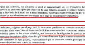 5 Meses de retrasos en pagos a Camiones Aljibes. Dueños dan ultimátum al Gobierno, de lo contrario paralizaran entrega de Agua Potable Rural.
